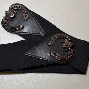 Deena & Ozzy Black Belt with Silver Heart Accents